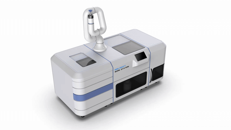 A white machine with a blue stripeAI-generated content may be incorrect.